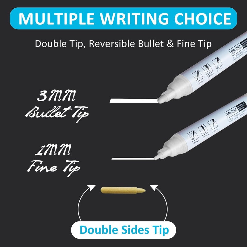 ZHIDIAN Glass Whiteboard Markers, Spray Magnetic Eraser & 2-in-1 Reversible Dual Tip - Bullet & Fine Point, Erasable Liquid Dry Erase Pens (4 Black 1 Blue 1 Red) for Acrylic Window Mirrors - Image 4
